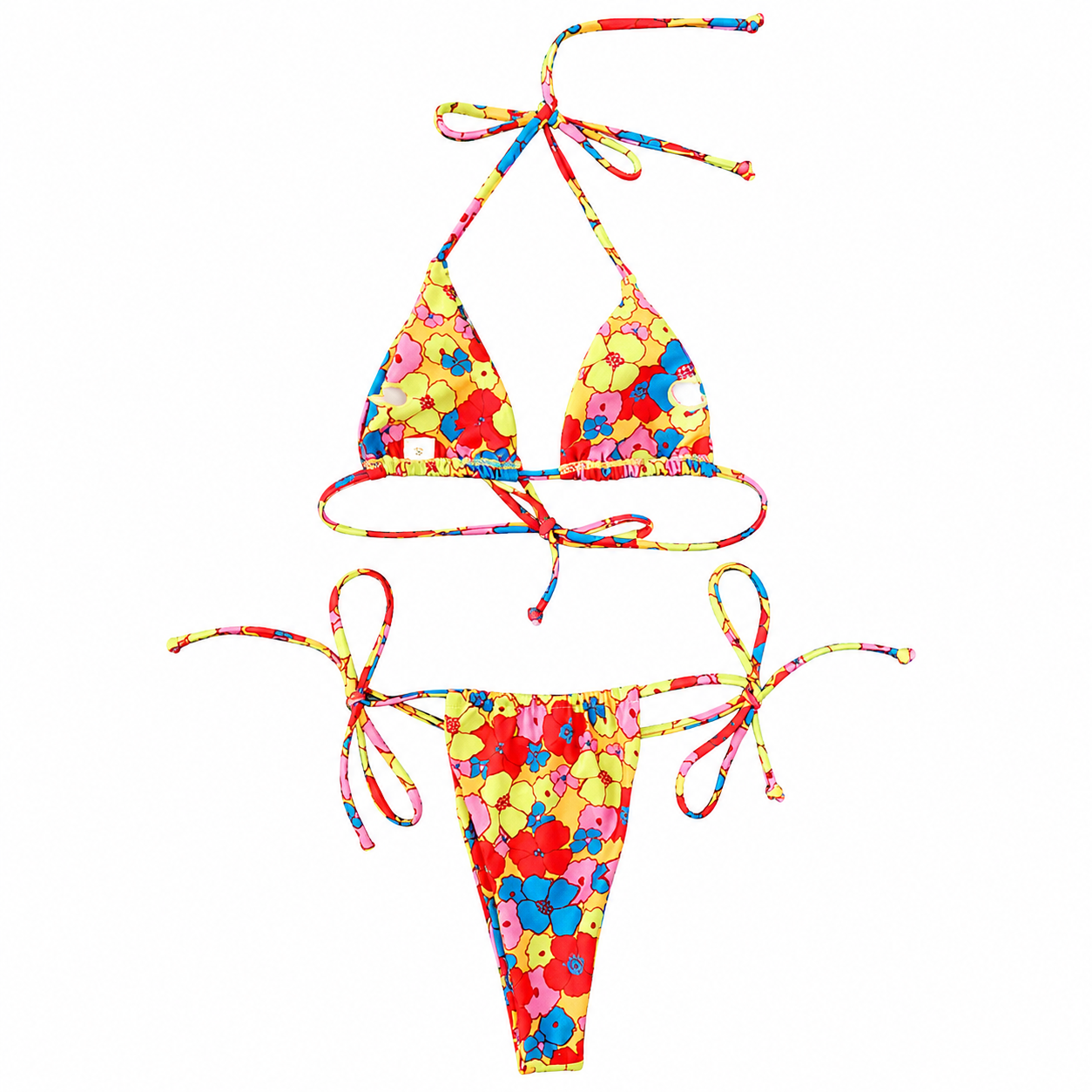New Floral Drawstring Bikini Swimsuit Women